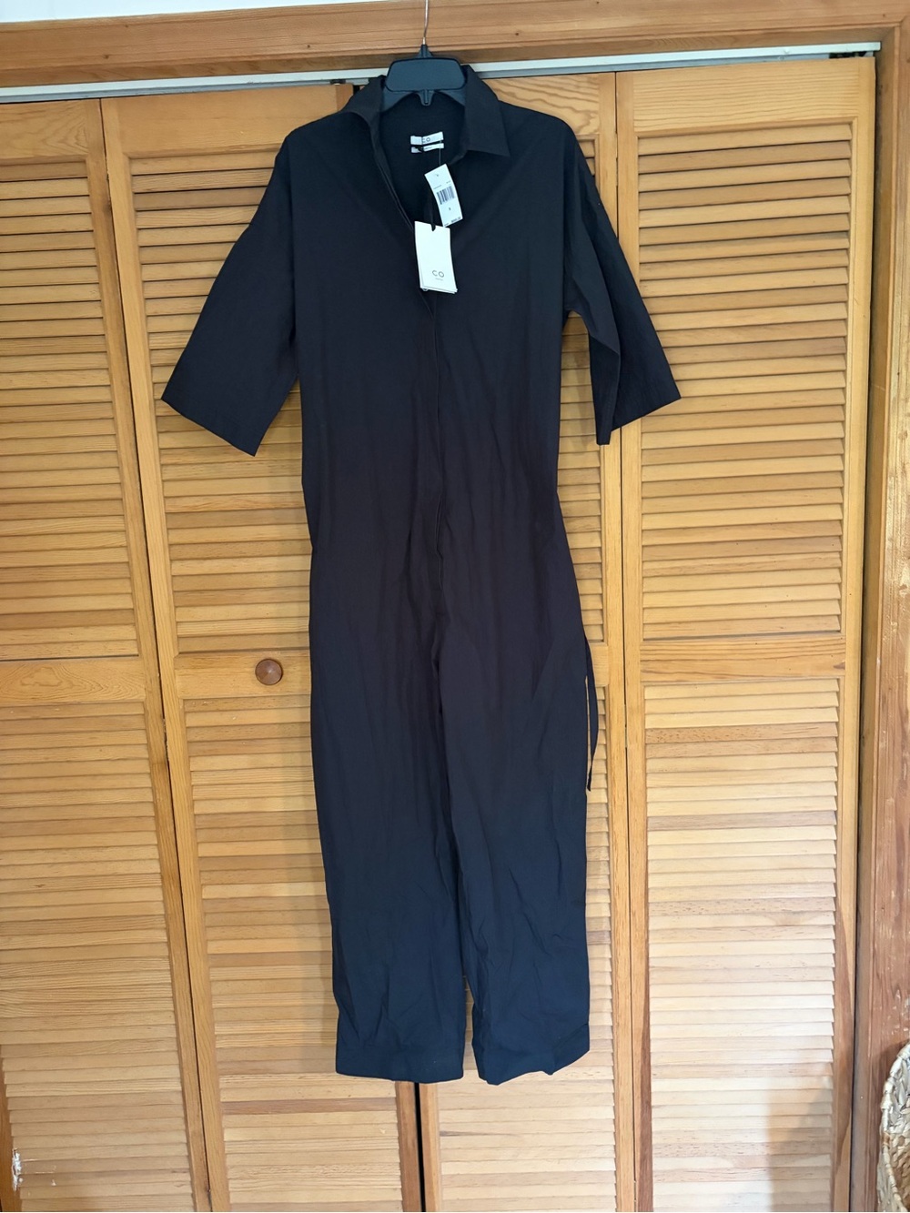 NWT CO Essentials Collared Drawstring Jumpsuit Luxury Black M $695 retail